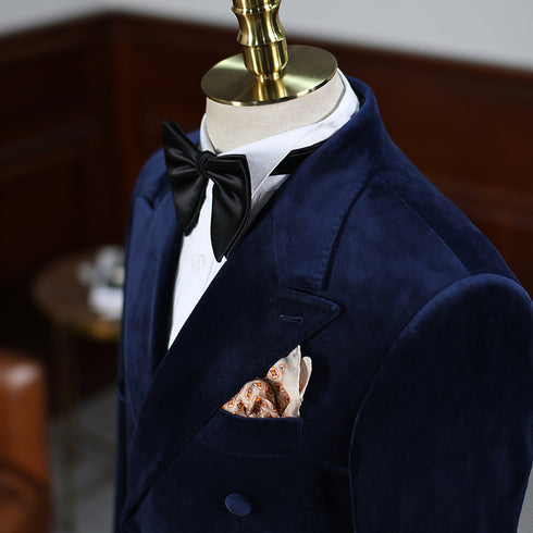 Deep Blue Velvet Blazer – Inspired by Classic Men’s Velvet Suits Plus Size